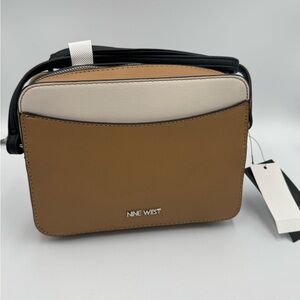 Nine West Tan and Ivory Colorblock Crossbody Bag New with Tags